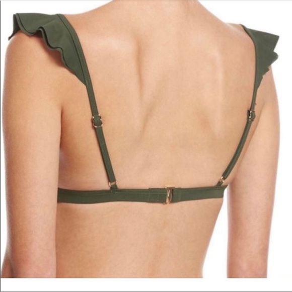‘Michael’ Michael Kors Green Ruffle Triangle Bikini Top Size Medium EUC - Picture 3 of 8